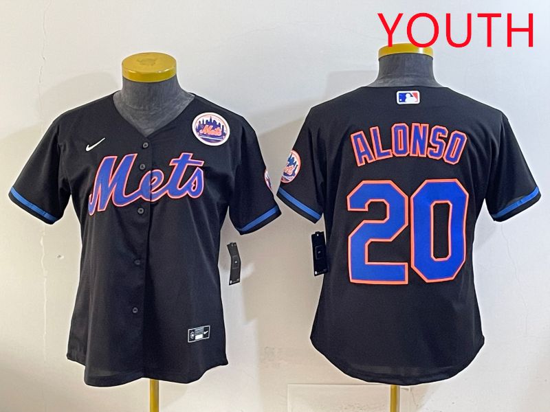 Youth 2025 New York Mets #20 Alonso Black Game Nike MLB Jersey style 5